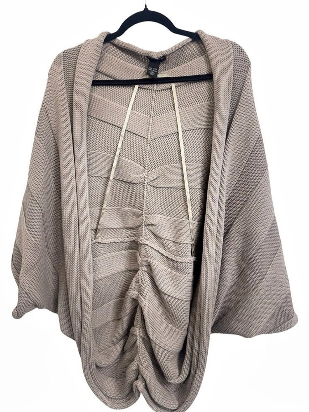 New York & Company Cotton Knit Ruched Shrug Gray Size Large/XL Like New
